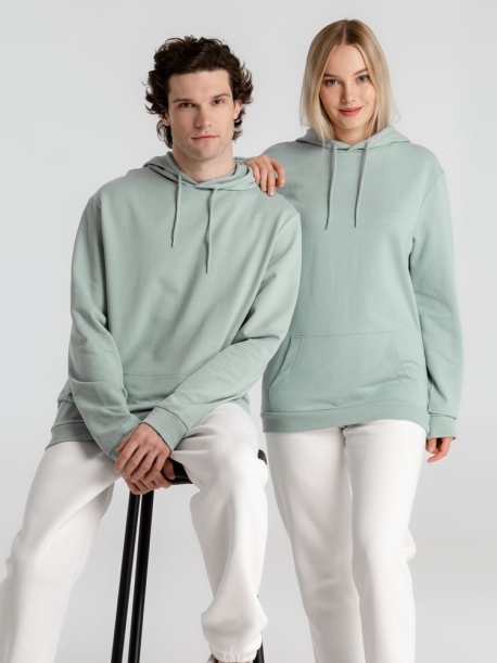 Толстовка с капюшоном унисекс Hoodie, серо-зеленая, размер XXL (Изображение 13)