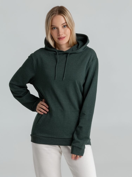 Толстовка с капюшоном унисекс Hoodie, темно-зеленый меланж, размер XS (Изображение 6)