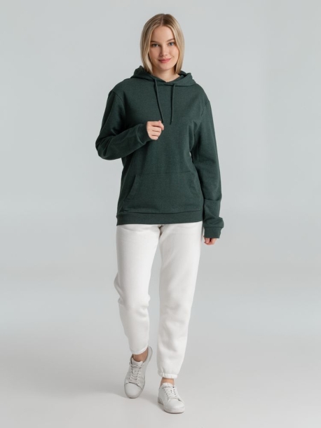 Толстовка с капюшоном унисекс Hoodie, темно-зеленый меланж, размер XS (Изображение 7)