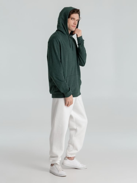 Толстовка с капюшоном унисекс Hoodie, темно-зеленый меланж, размер XS (Изображение 12)