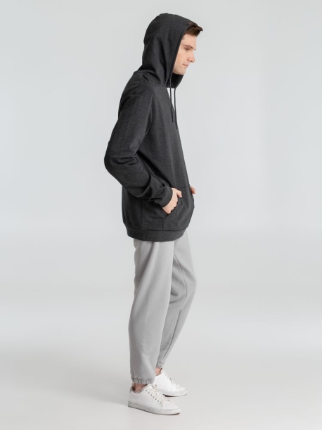 Толстовка с капюшоном унисекс Hoodie, серый меланж (антрацит), размер XS (Изображение 10)