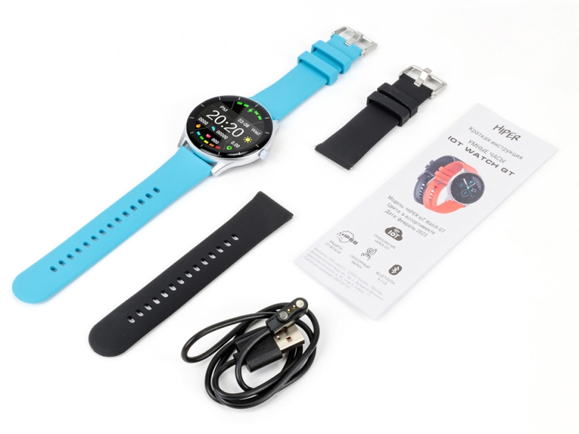 Умные часы HIPER IoT Watch GT, черный/ голубой (Изображение 6)