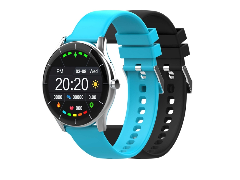 Умные часы IoT Watch GT, 2 ремешка в комплекте (черный/голубой)  (Изображение 5)