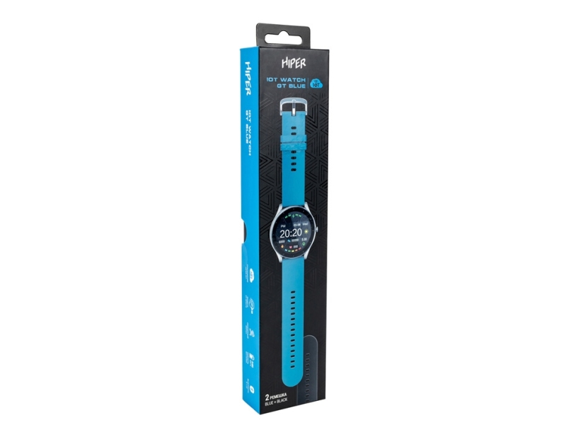 Умные часы IoT Watch GT, 2 ремешка в комплекте (черный/голубой)  (Изображение 7)