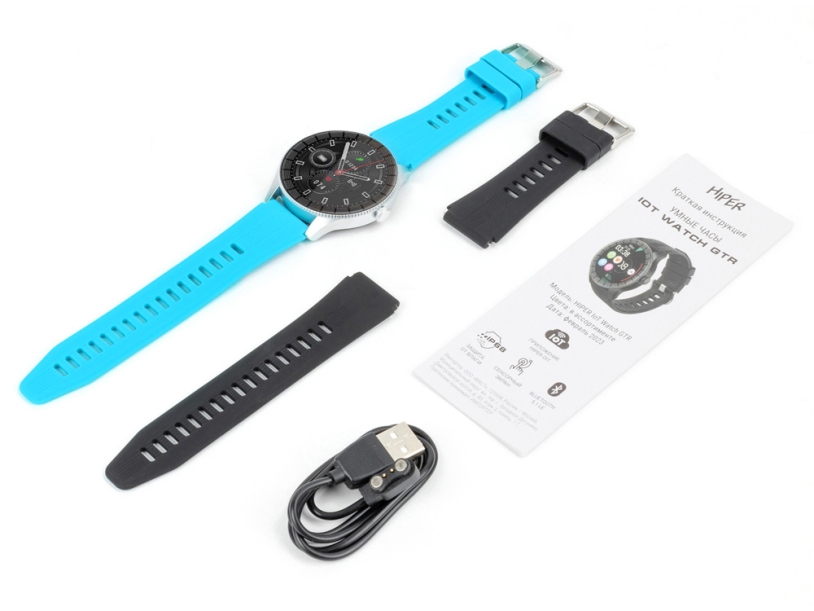 Умные часы HIPER IoT Watch GTR, черный/голубой (Изображение 6)