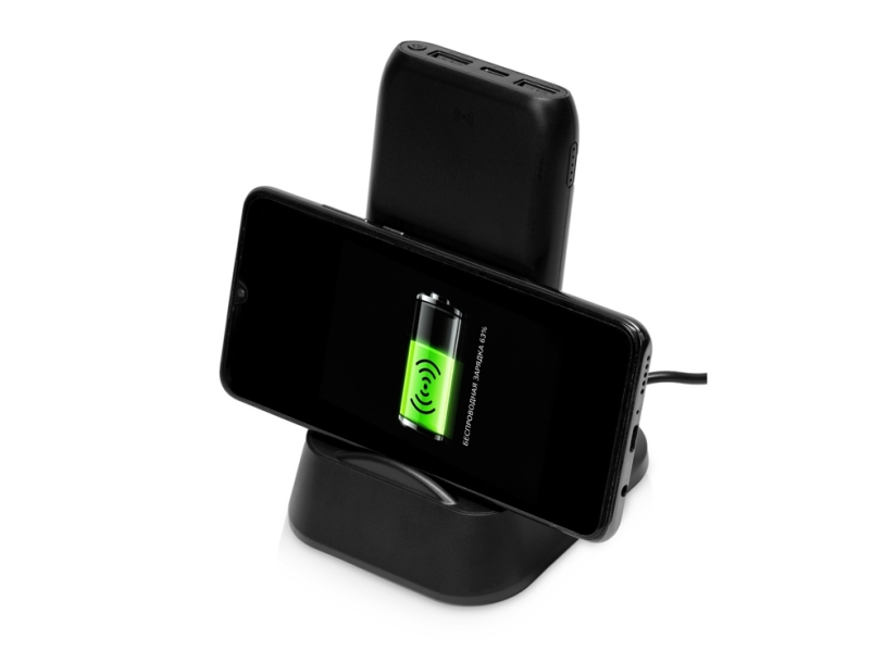 Портативное беспроводное зарядное устройство с док-станцией Uniq, 10000 mah, черный (Изображение 4)