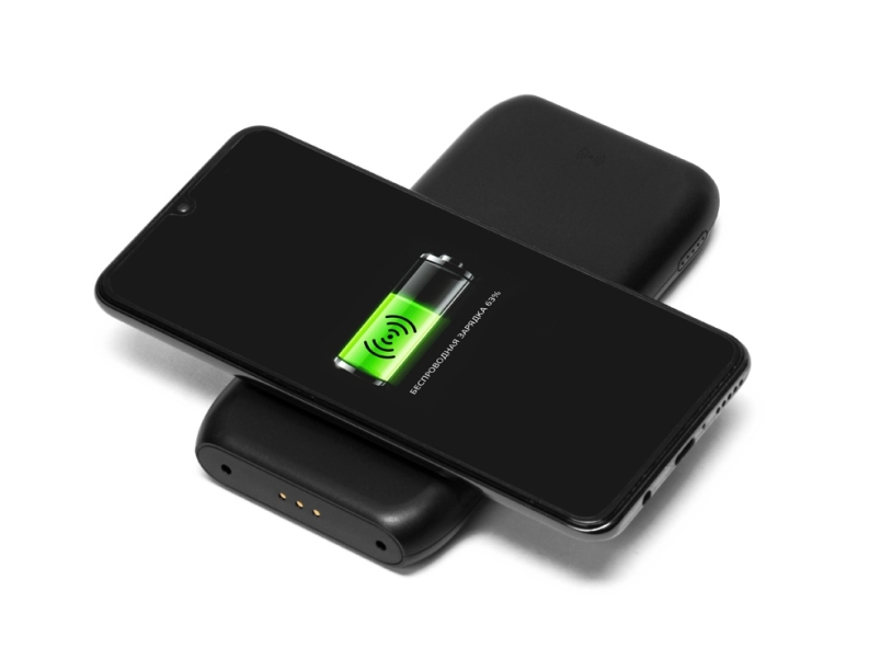 Портативное беспроводное зарядное устройство с док-станцией Uniq, 10000 mah, черный (Изображение 6)