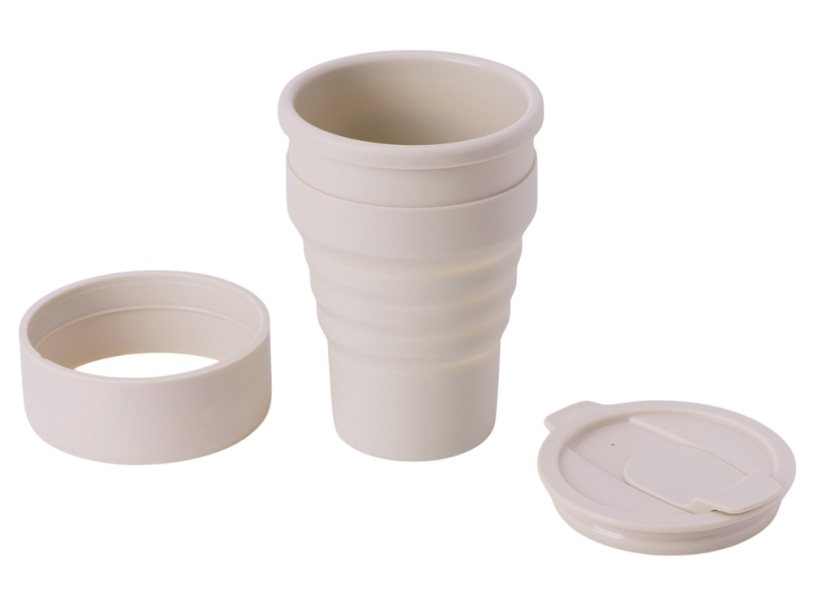 Силиконовый складной стакан GoCup (бежевый)  (Изображение 3)