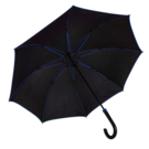 Зонт-трость &quot;Back to black&quot;, полуавтомат, 100% полиэстер, черный с синим