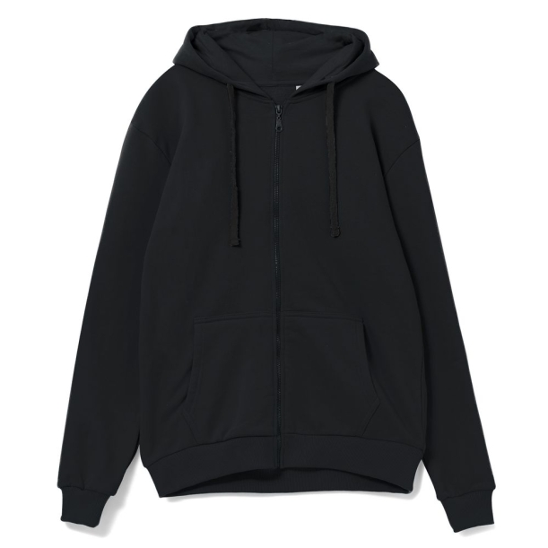 Толстовка на молнии с капюшоном Siverga Heavy 2.0, черная, размер S (Изображение 1)