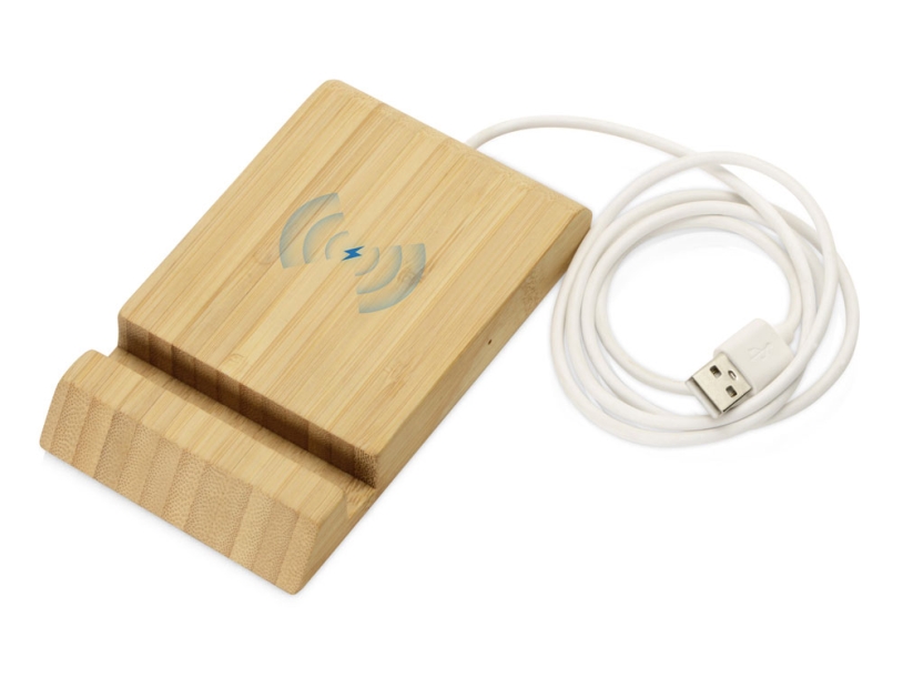 Подарочный набор с БЗУ и внешним аккумулятором Bamboo Set, натуральный (Изображение 4)
