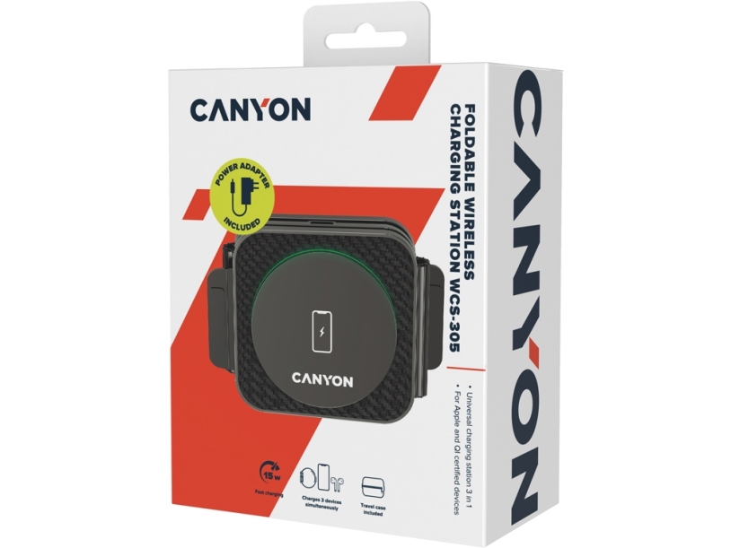Беспроводное зарядное устройство 3 в 1 Canyon WS-305 (cns-wcs305), 15 Вт (Изображение 9)
