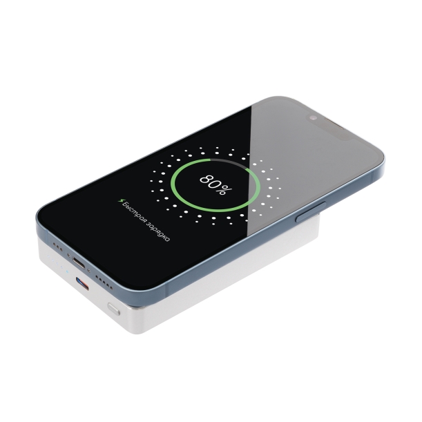 Внешний аккумулятор Atlantis PD Plus 10000mAh с функцией беспроводной зарядки 15W, серебряный (Изображение 8)