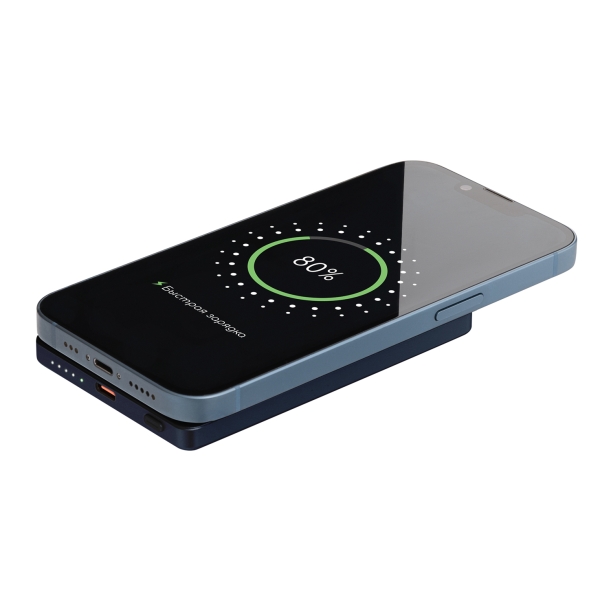 Внешний аккумулятор Atlantis PD 5000mAh с функцией беспроводной зарядки 15W, синий (Изображение 8)