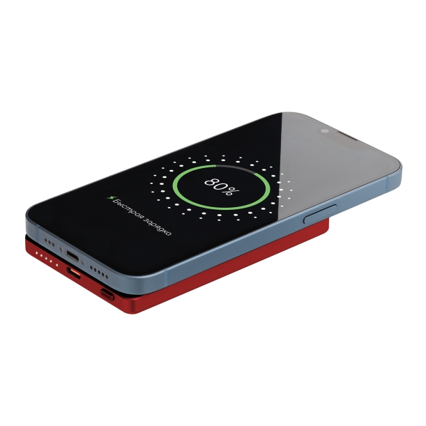 Внешний аккумулятор Atlantis PD 5000mAh с функцией беспроводной зарядки 15W, красный (Изображение 8)