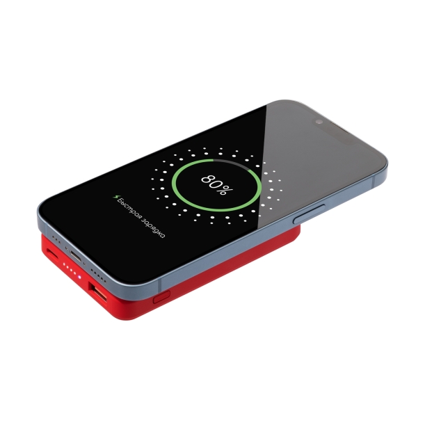 Внешний аккумулятор Largo PD 5000mAh с функцией беспроводной зарядки 15W, красный (Изображение 8)