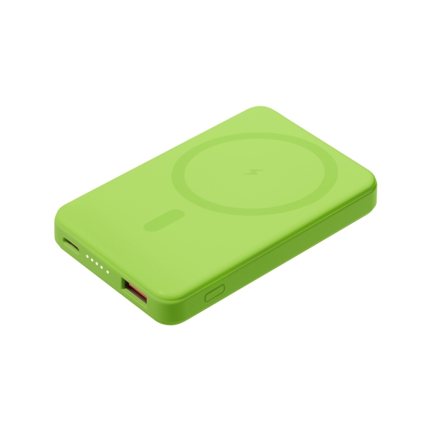 Внешний аккумулятор Largo PD 5000mAh с функцией беспроводной зарядки 15W, салатовый (Изображение 1)