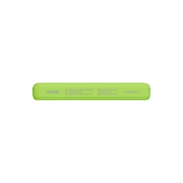Внешний аккумулятор Largo PD 5000mAh с функцией беспроводной зарядки 15W, салатовый (Изображение 6)