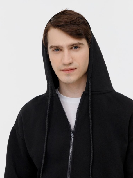 Толстовка унисекс оверсайз на молнии Zippy Terry, черная, размер XL/XXL (Изображение 3)