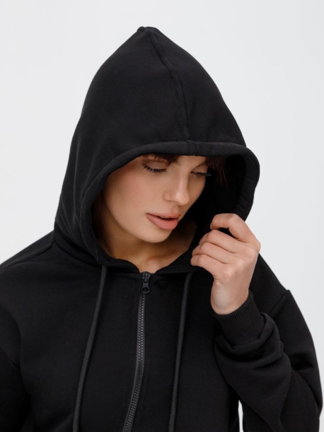 Толстовка унисекс оверсайз на молнии Zippy Terry, черная, размер XL/XXL (Изображение 8)