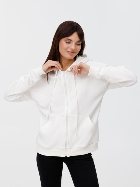 Толстовка унисекс оверсайз на молнии Zippy Terry, белая, размер XL/XXL (Изображение 2)
