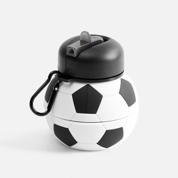 Складная бутылка для воды Football Flex, белая с черным (Изображение 1)