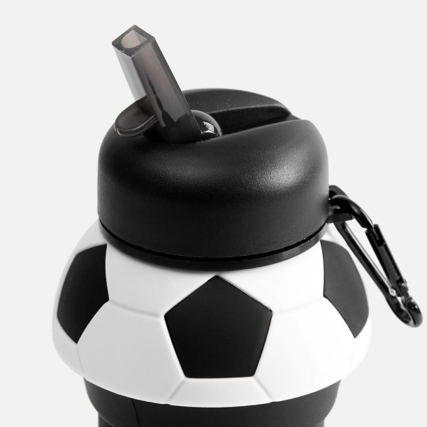 Складная бутылка для воды Football Flex, белая с черным (Изображение 4)