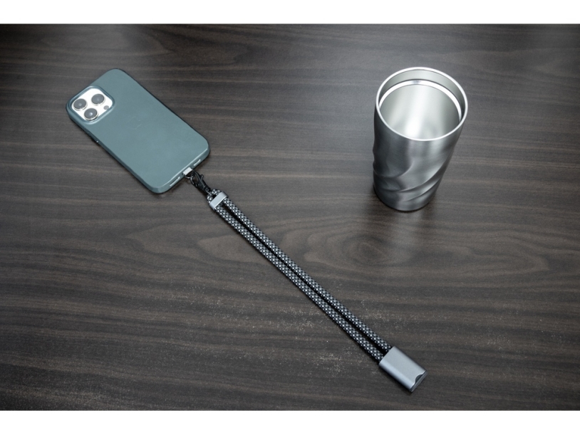 Ремешок-держатель для телефона с зарядным кабелем USB-C - USB-C Lany Wristband Charge Eco, серый (Изображение 16)