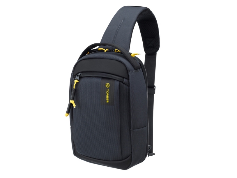 Рюкзак TORBER VOYAGE на одно плечо, серый, полиэстер 900D, 20х10х30 см, 5 л (Изображение 2)