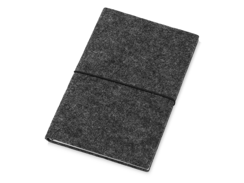 Блокнот из RPET-фетра А5 Felt, гибкая обложка, 80 листов 70 гр/м2 белой бумаги, темно-серый (Изображение 1)