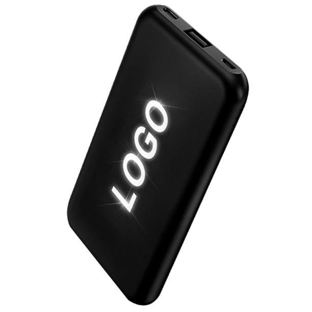 Внешний аккумулятор Kugo, 10000 mAh с подсветкой гравировки, черный (Изображение 1)