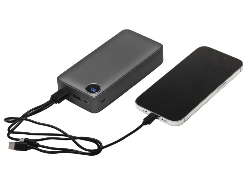 Внешний аккумулятор Mild Pro c быстрой зарядкой QC/PD, 20 000 mAh, серый (Р) (Изображение 2)