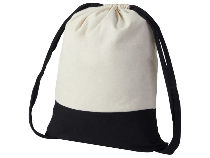 Рюкзак-мешок Cotton из хлопка, 170 г/м2 (натуральный/черный)  (Изображение 1)