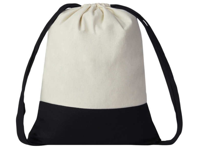 Рюкзак-мешок Cotton из хлопка, 170 г/м2 (натуральный/черный)  (Изображение 3)