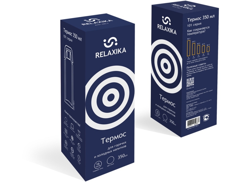 Термос Relaxika 101, 350 мл (темно-синий) 350 (Изображение 13)