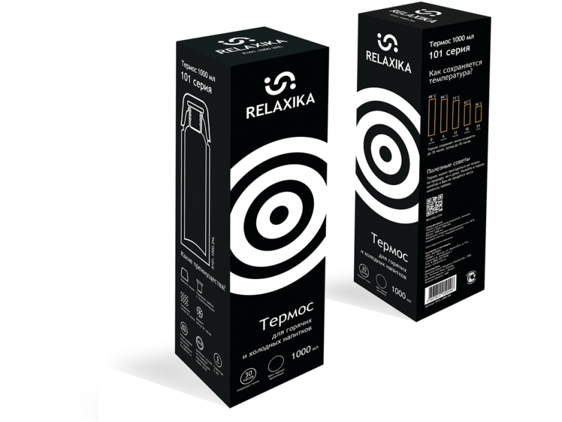 Термос Relaxika 101, 1 л (черный) 1000 (Изображение 13)
