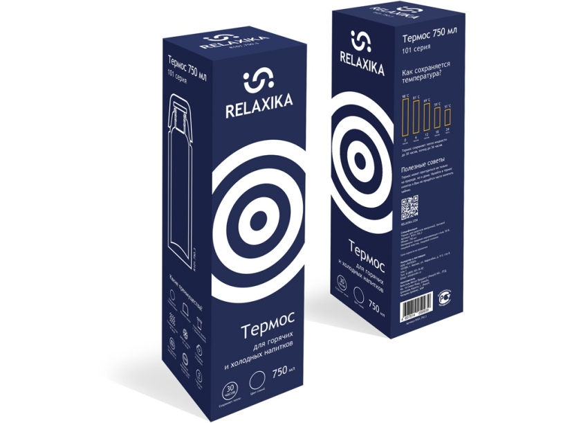 Термос Relaxika 101, 750 мл (темно-синий) 750 (Изображение 13)