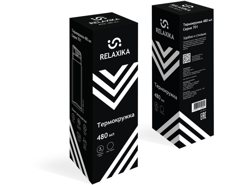 Термос Relaxika 701, 480 мл (черный)  (Изображение 19)