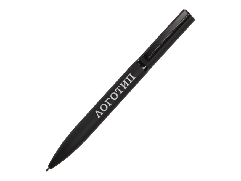 Ручка шариковая металлическая Siegfried Silver soft-touch с зеркальным слоем (черный)  (Изображение 1)
