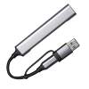 USB-хаб BRANCH 4 в 1, серый, алюминий (Изображение 1)