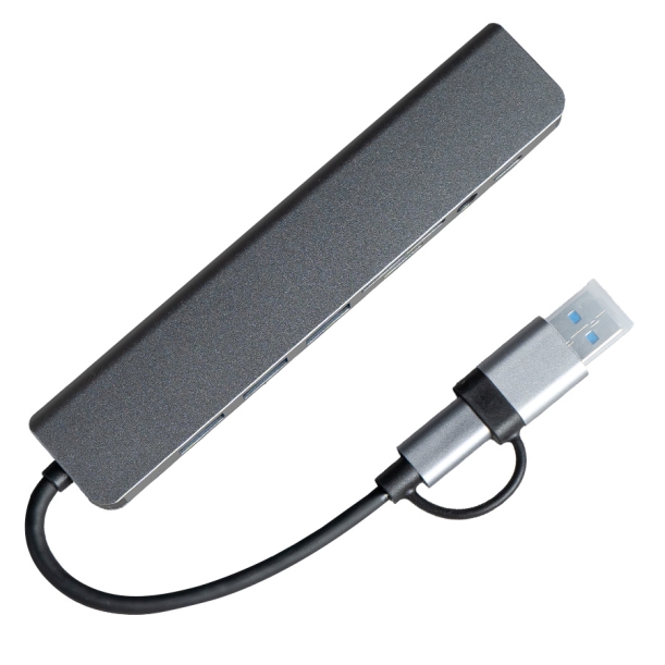 USB-хаб ROOT 8 в 1, серый, алюминий (Изображение 1)