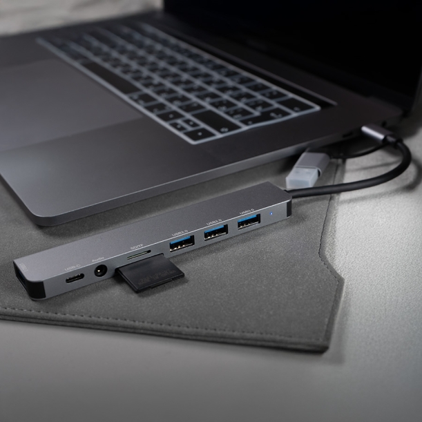USB-хаб ROOT 8 в 1, серый, алюминий (Изображение 5)
