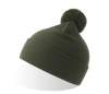 Шапка вязаная  двойная Wind-S, с отворотом и помпоном, оливковый, 100% переработанный полиэстер (Изображение 1)