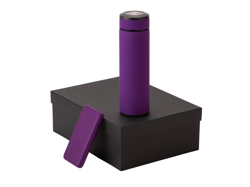 Подарочный набор COLOR IT c термосом и повербанком (фиолетовый) 10000 mAh (Изображение 1)