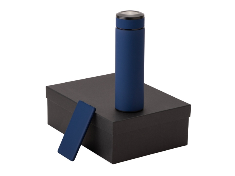 Подарочный набор COLOR IT c термосом и повербанком (темно-синий) 5000 mAh (Изображение 1)