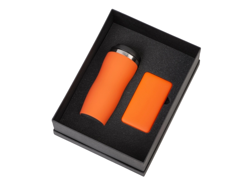 Подарочный набор COLOR IT c термокружкой и повербанком (оранжевый) 10000 mAh (Изображение 2)