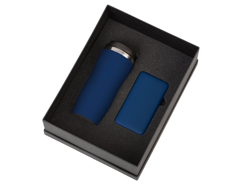 Подарочный набор COLOR IT c термокружкой и повербанком (темно-синий) 5000 mAh (Изображение 2)