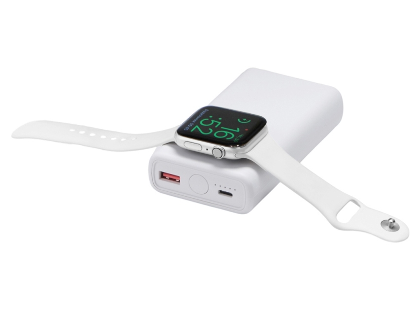Внешний беспроводной аккумулятор 2-в-1 с функцией зарядки Apple Watch, QC/PD AtomIQ, 10000 мАч (белый)  (Изображение 11)