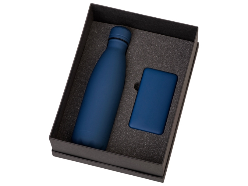 Подарочный набор COLOR IT с термобутылкой и повербанком (темно-синий) 10000 mAh (Изображение 2)