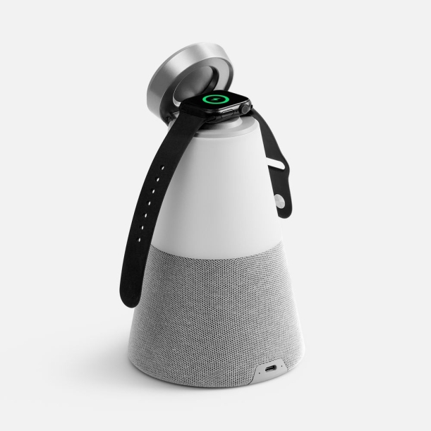 Bluetooth-колонка с беспроводной зарядкой и подсветкой Cone Sonance, серая (Изображение 3)